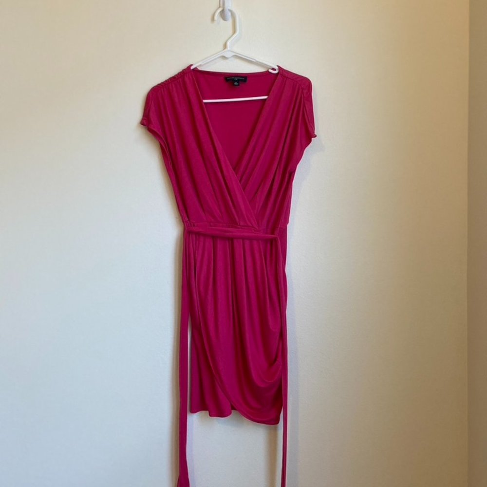 Hot Pink Banana Republic Silk Wrap Dress